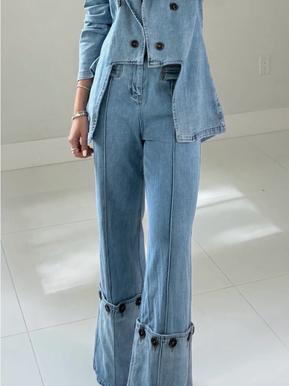 Ellie Light Blue Denim Jacket and Jean Set